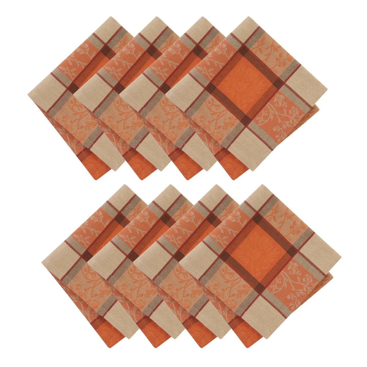 Threadmade Home Autumnal Harvest Jacquard Napkins, Set of 8, Multicolor - 17"W x 17"L